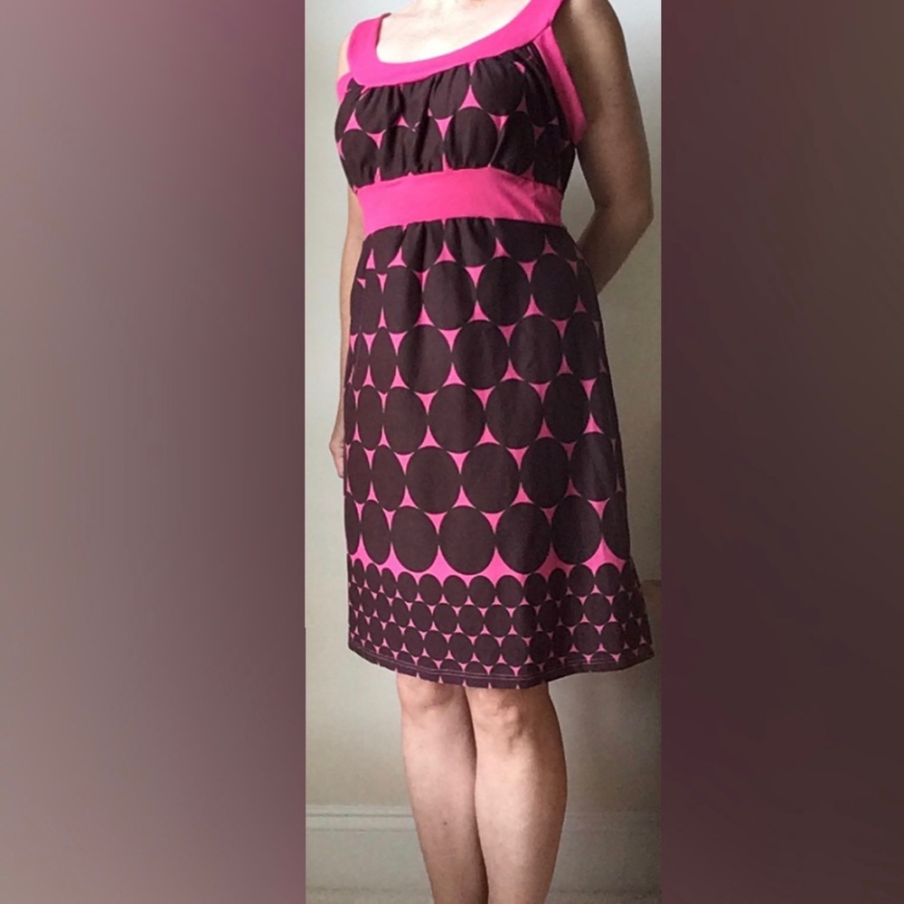 Summer dress pink with brown dots